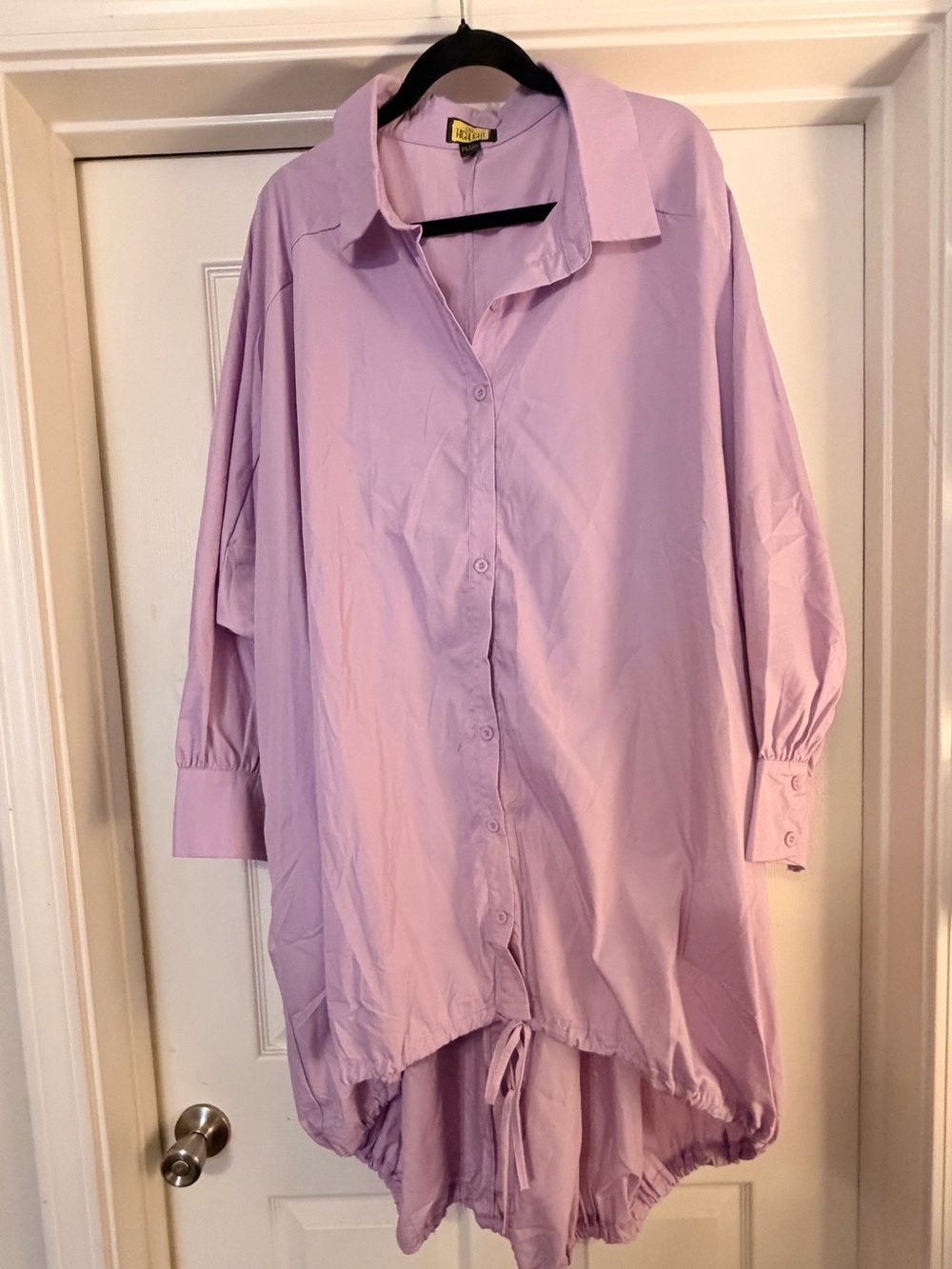 Lilac Button-Up High-Low Shirt Dress with Pockets NWOT